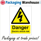 WS551 Danger Electric Shock Risk Sign with Triangle Lightning Arrow