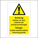 WT129 Achtung Isoliere Vor Dem Schutzvorrichtungen Danger Isolate Machine