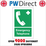 FS299 Emergency Telephone First Aid Green Medical Aid Cross