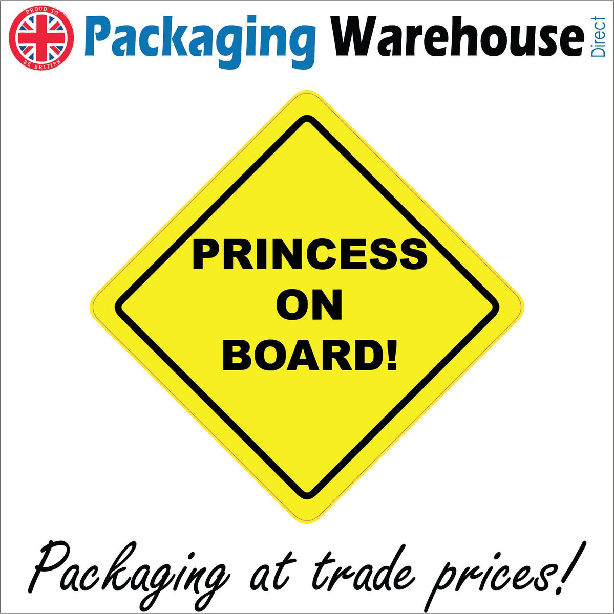 Princess On Board Car Yellow Diamond Safety Distance Royal Girl – PWDirect