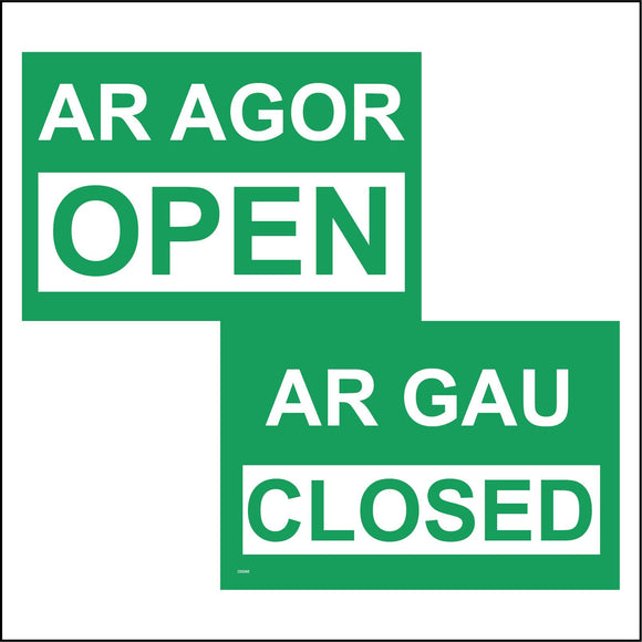 DS046 Ar Agor Open Ar Gau Closed English Welsh Bilingual Sign