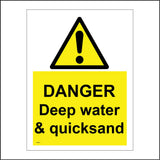 WT251 Danger Deep Water Quicksand Warning Caution Sinking