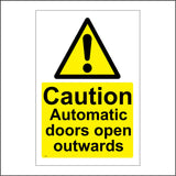 WS573 Caution Automatic Doors Open Outwards Sign with Triangle Exclamation Mark
