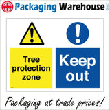 MU129 Tree Protection Zone Keep Out Sign with Triangle Circle Exclamation Mark