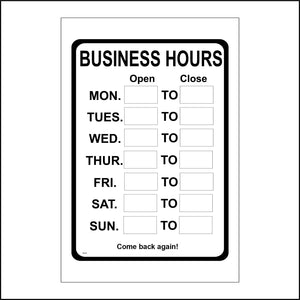 GE150 Business Opening Hours Sign