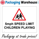 CS226 5Mph Speed Limit Children Playing Sign with Triangle Children