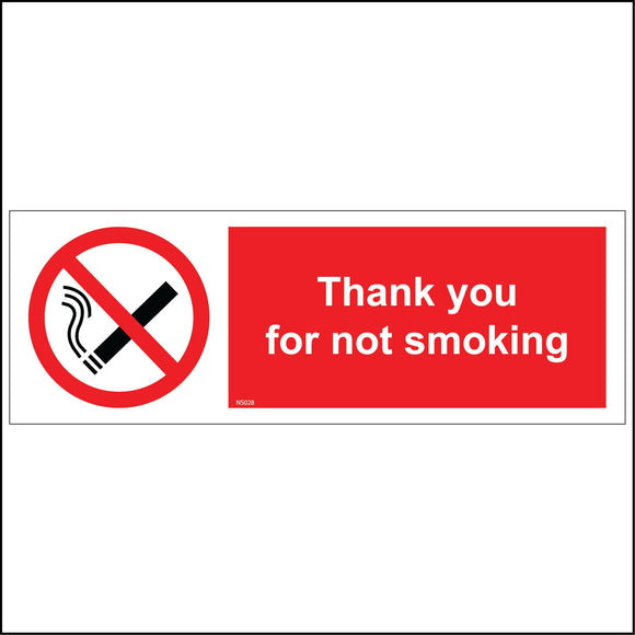 NS028 Thank You For Not Smoking Sign with Cigarette