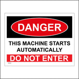 WS723 Danger This Machine Starts Automatically Do Not Enter Sign with Square