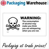 HU057 Warning The Consumption Of Alcohol May Make You Think You Are Whispering When You Are Not Sign with Skull And Crossbones