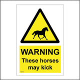 WS706 Warning These Horses May Kick  Sign with Triangle Horse