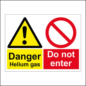 MU216 Danger Helium Gas Do Not Enter Sign with Triangle Exclamation Mark Circle Line