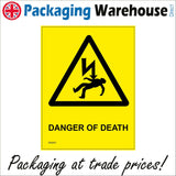 WS451 Danger Of Death Sign with Triangle Person Lightning Bolt