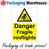 WS906 Danger Fragile Rooflights Sign with Triangle Person Roof
