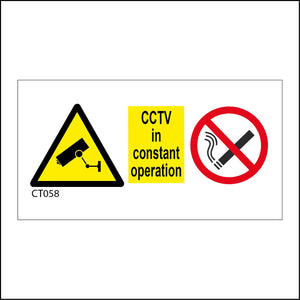 CT058 CCTV In Constant Operation Sign with Triangle CCTV Camera Circle Cigarette