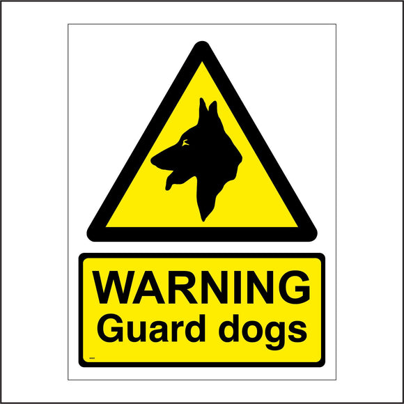 WS305 Warning Guard Dogs Sign with Triangle Dog
