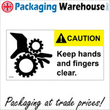 WT033 Caution Keep Hands And Fingers Clear Sign with Cogs Hand Fingers