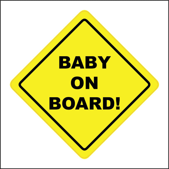 HU348 Baby On Board Yellow Car Warning Distance