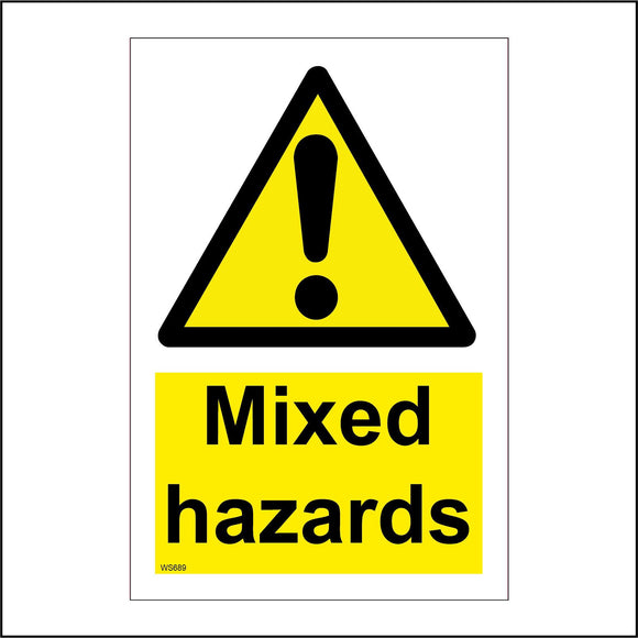 WS689 Mixed Hazards Sign with Triangle Exclamation Mark