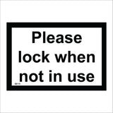 SE115 Please Lock Van When Not In Use Secure Alarm Bolt Key