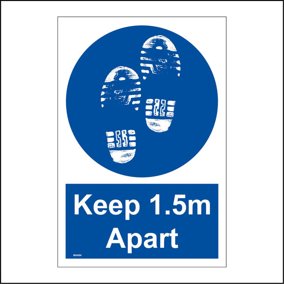 MA654 Keep 1.5m Apart Sign with Shoes