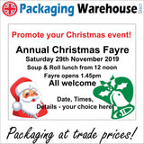 CM967 Promote Your Christmas Event Annual Christmas Fayre Personalise Details Sign with Father Christmas Bell