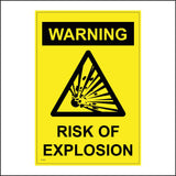 WS502 Warning Risk Of Explosion Sign with Triangle Shattered Rocks