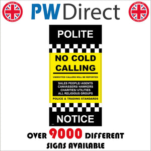 GG055 Polite Notice No Cold Calling Black Yellow