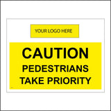 CS533 Caution Pedestrians Take Priority Logo People Walker Roadway