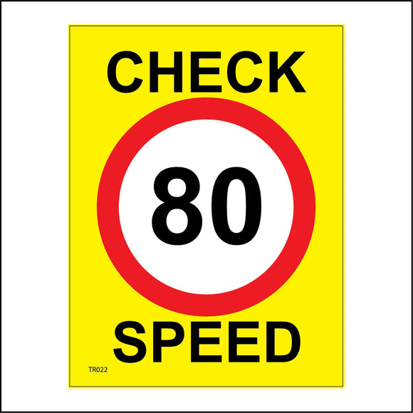 TR022 Check Speed 80 Miles Per Hour Sign with Circle