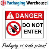WS403 Danger Do Not Enter Sign with Triangle Exclamation Mark Circle Hand