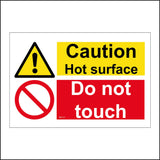 MU155 Caution Hot Surface Do Not Touch Sign with Triangle Exclamation Mark Circle Red Diagonal Line
