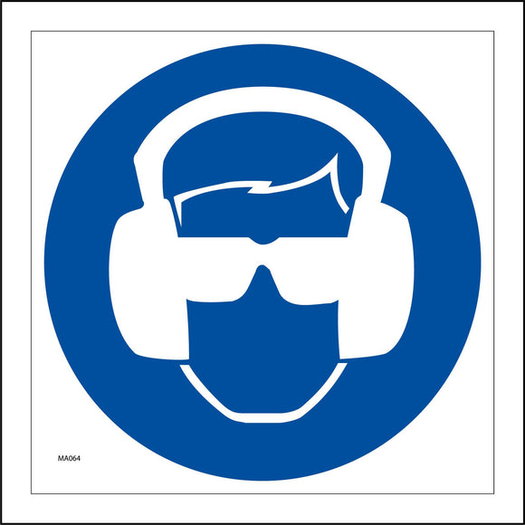 MA064 Eye And Ear Protection Sign with Face Earphones Glasses