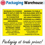 CS476 Warning To Public Building Sight Welsh Dual Language