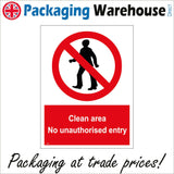 PR002 Clean Area No Unauthorised Entry Sign with Circle Person