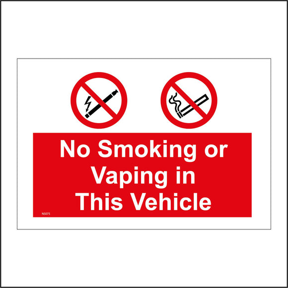 NS075 No Smoking Or Vaping In This Vehicle Sign with E-Cigarette Lightning Bolt Cigarette