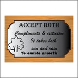 IN186 Accept Both Compliments And Criticism For Growth Sign with Tree