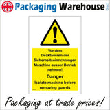 WT128 Vor Dem Deaktivieren Sicherheitseinrichtungen Danger Isolate Machine
