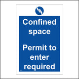 MA423 Confined Space Permit To Enter Required Sign with Circle Hand Paper