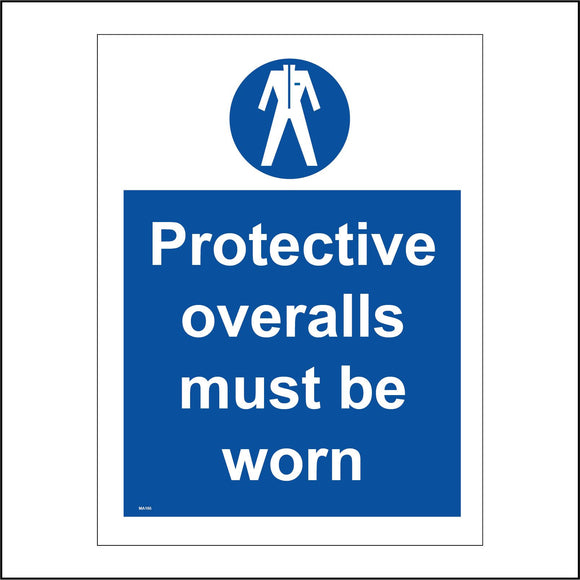 MA186 Protective Overalls Must Be Worn Sign with Overalls