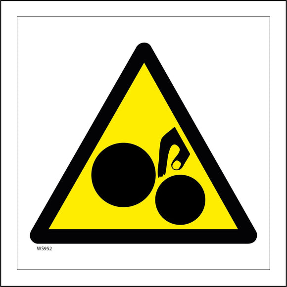 WS952 Danger Of Rollers Sign with Rollers Hand