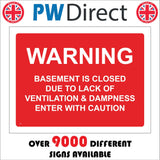 WT265 Warning Basement Is Closed Enter With Caution