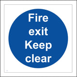 MA290 Fire Exit Keep Clear Sign