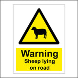 WS615 Warning Sheep Lying On Road Sign with Triangle Sheep