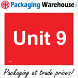 TR424 Unit 9 Industrial Warehouse Factory Construction Garage Sign with Number 9