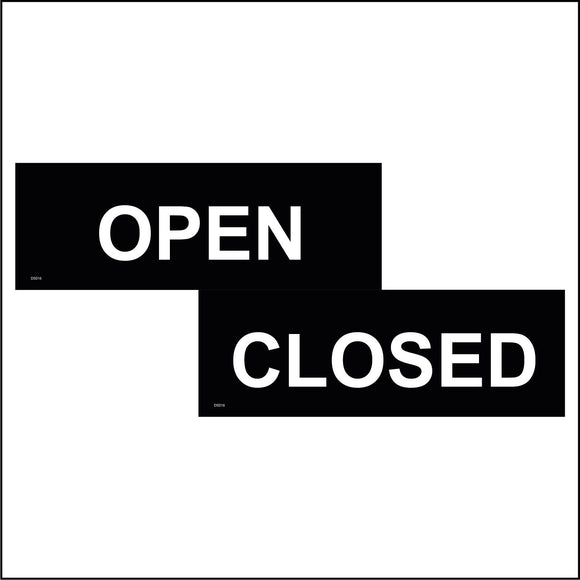 DS018 Open Closed Door Sign Double Sided White Black