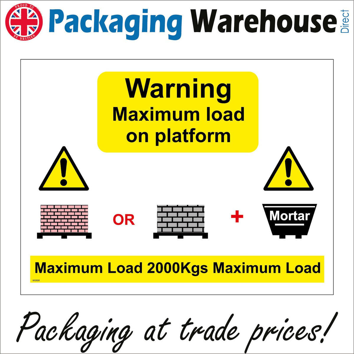 Max Stack Warning Label WS606 Warning Maximum Load On Platform Sign with Triangle Exclamation ...