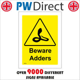 WT039 Beware Adders Sign with Triangle Snake