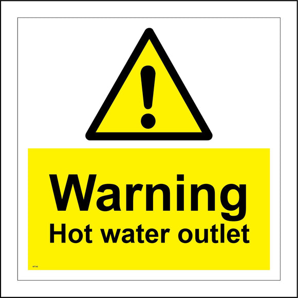 WT145 Warning Hot Water Outlet Heating Tank Plumbing