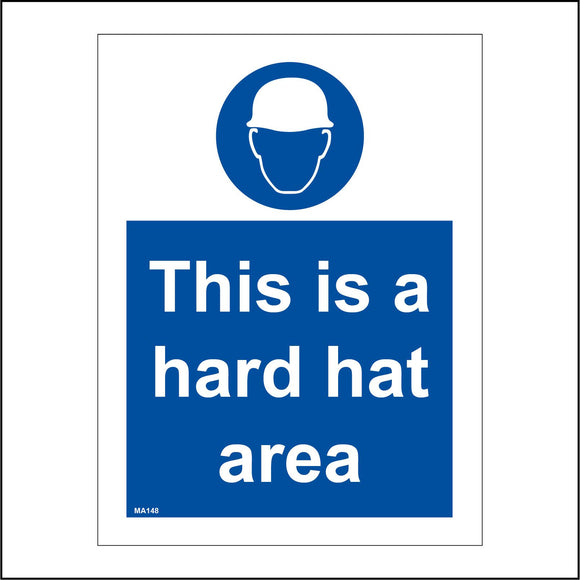 MA148 This Is A Hard Hat Area Sign with Face Hard Hat
