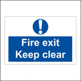 MA098 Fire Exit Keep Clear Sign with Exclamation Mark